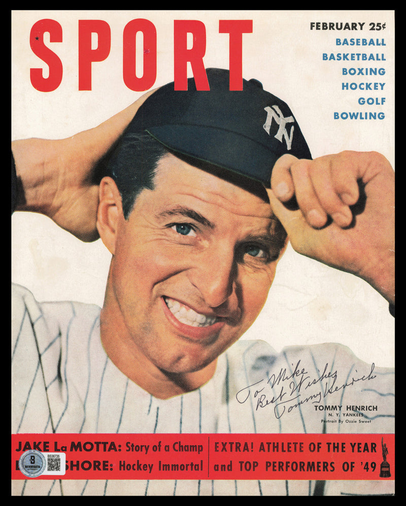 Tommy Henrich Autographed Sport Magazine Cover New York Yankees "To Mike" Beckett BAS QR #BS36726
