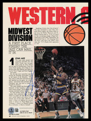 Karl Malone Autographed 8x11 Magazine Page Photo Utah Jazz Beckett BAS QR #BS36779