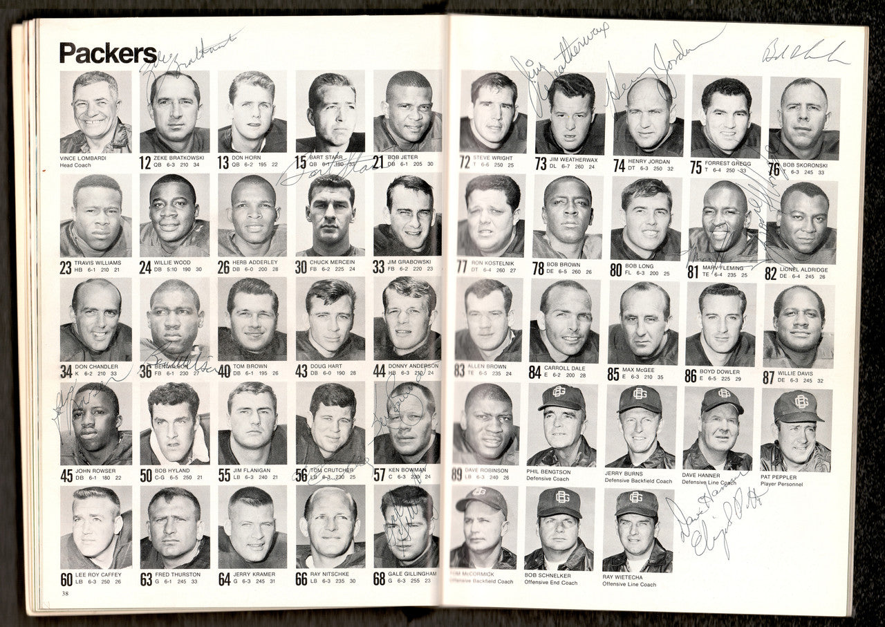 1968 Green Bay Packers Autographed Super Bowl II Program With 21 Signatures Including Bart Starr & Henry Jordan Beckett BAS #AE16479