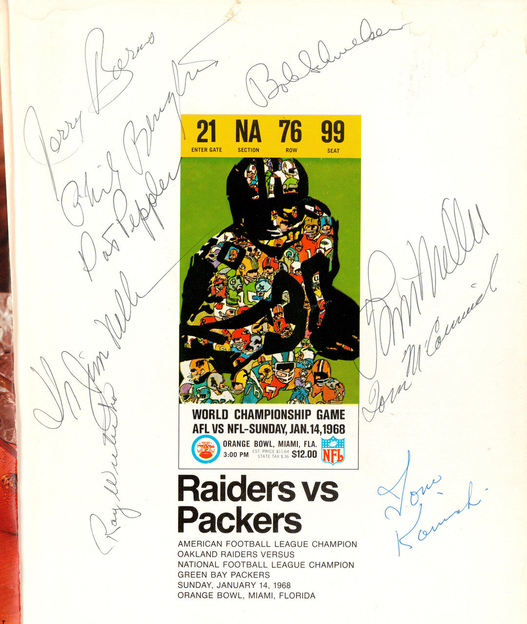 1968 Green Bay Packers Autographed Super Bowl II Program With 21 Signatures Including Bart Starr & Henry Jordan Beckett BAS #AE16479