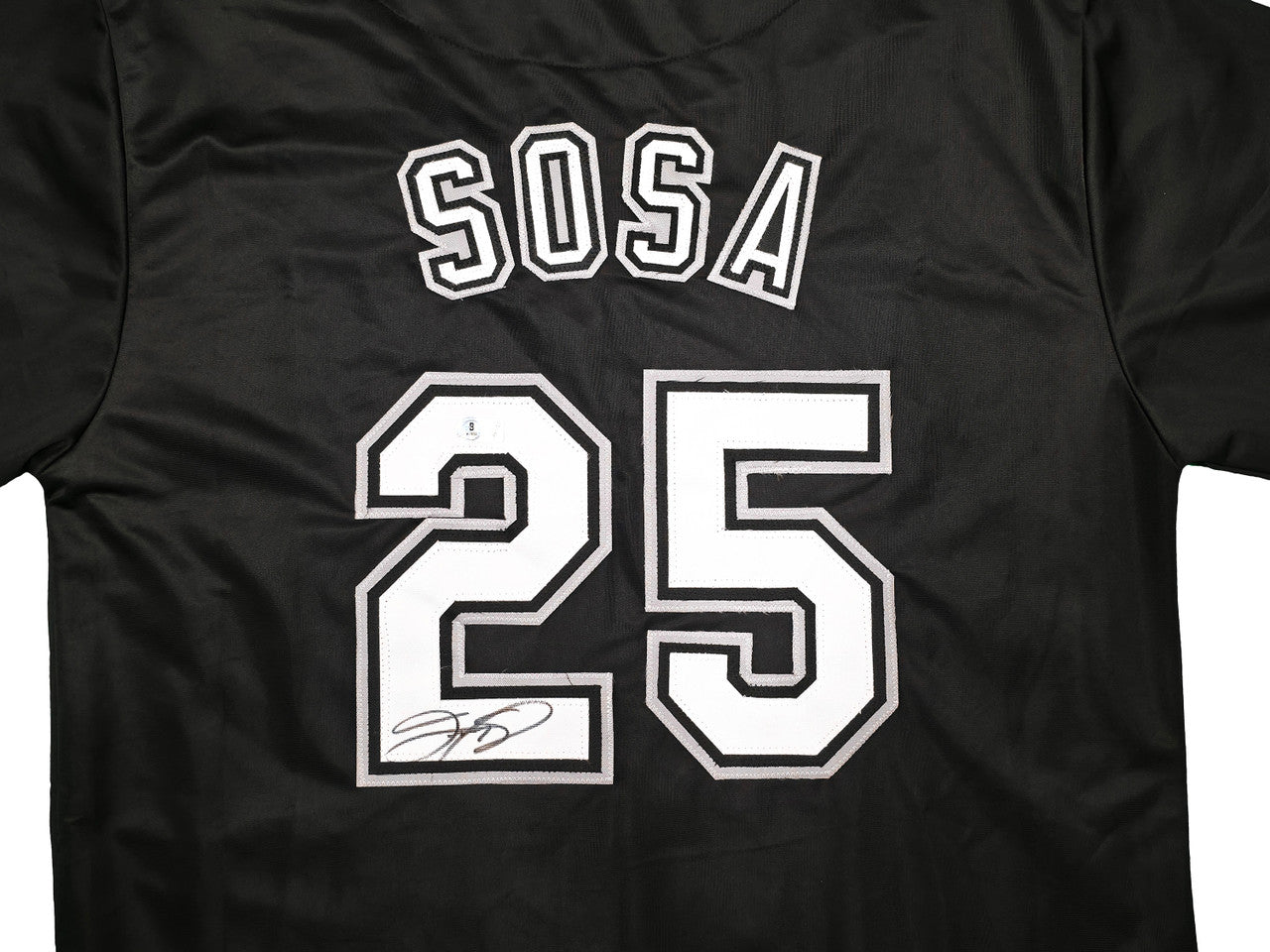 Chicago White Sox Sammy Sosa Autographed Black Jersey Beckett BAS Witness Stock #245740