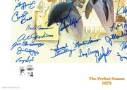 1972 Miami Dolphins Perfect Season Team Autographed 24x24 Lithograph Photo With 40+ Signatures Including Don Shula & Bob Griese #/217 Fanatics Holo Stock #246182