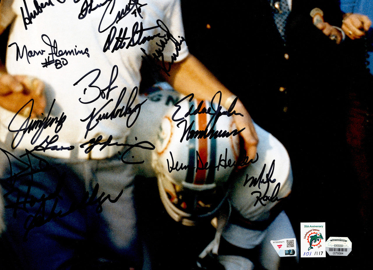 1972 Miami Dolphins Perfect Season Team Autographed 20x24 Photo With 40+ Signatures Including Don Shula & Bob Griese #/117 Fanatics Holo Stock #246184