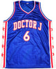 Philadelphia 76ers Julius "Dr. J" Erving Autographed Blue Jersey Beckett BAS Witness Stock #232613