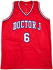 Philadelphia 76ers Julius "Dr. J" Erving Autographed Red Jersey Beckett BAS Witness Stock #232614