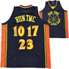Golden State Warriors Chris Mullin, Tim Hardaway & Mitch Richmond Autographed Dark Blue Jersey Run TMC "HOF" Beckett BAS Witness Stock #216820