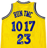 Golden State Warriors Chris Mullin, Tim Hardaway & Mitch Richmond Autographed Yellow Jersey Run TMC "HOF" Beckett BAS Witness Stock #216822