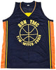 Golden State Warriors Chris Mullin, Tim Hardaway & Mitch Richmond Autographed Dark Blue Jersey Run TMC Beckett BAS Witness Stock #216821