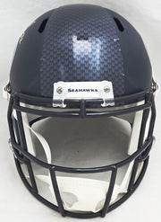 Chris Carson Autographed Seattle Seahawks Blue Full Size Speed Helmet Fanatics Holo Stock #216807