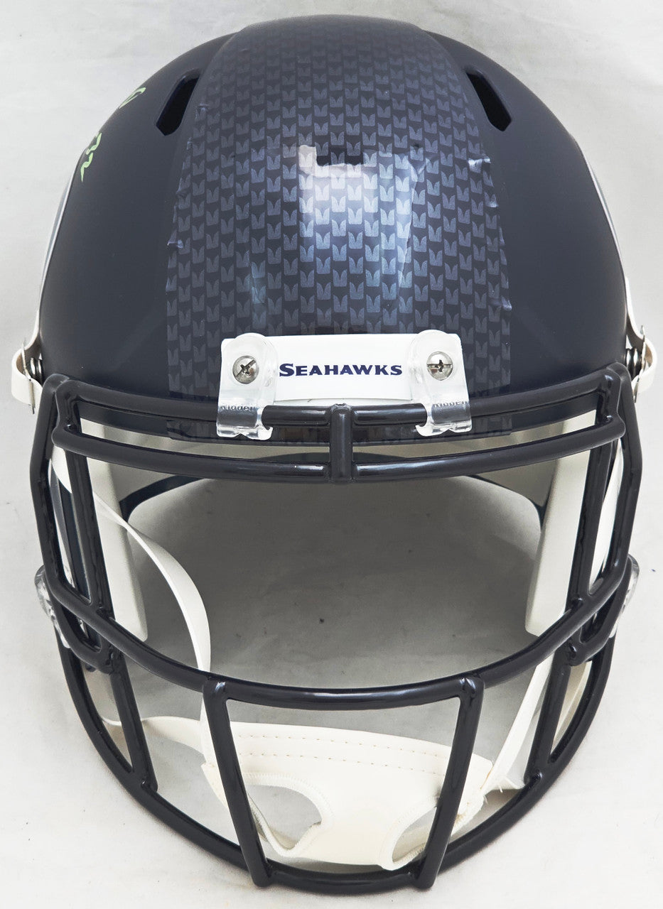 Chris Carson Autographed Seattle Seahawks Blue Full Size Speed Helmet Fanatics Holo Stock #216807