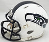 Chris Carson Autographed Seattle Seahawks Flat Matte White Speed Mini Helmet Fanatics Holo Stock #216811