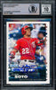 Juan Soto Autographed 2019 Topps Stickers Card #215 New York Mets Auto Grade Gem Mint 10 Beckett BAS #15773804