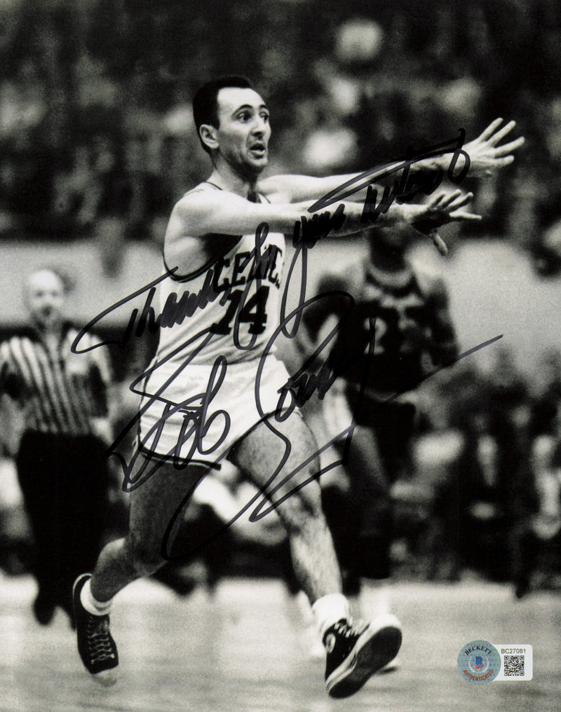 Bob Cousy Autographed 8x10 Photo Boston Celtics "Thanks For Your Wishes" Beckett BAS QR #BC27081