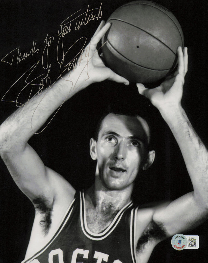 Bob Cousy Autographed 8x10 Photo Boston Celtics "Thanks For Your Wishes" Beckett BAS QR #BJ14913