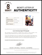 Lance Armstrong Autographed 8x10 Photo Cycling Beckett BAS #AE03899