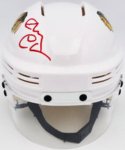 Chevy Chase Autographed Chicago Blackhawks White Speed Mini Helmet Beckett BAS QR #AD34221