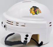 Chevy Chase Autographed Chicago Blackhawks White Speed Mini Helmet Beckett BAS QR #AD34221