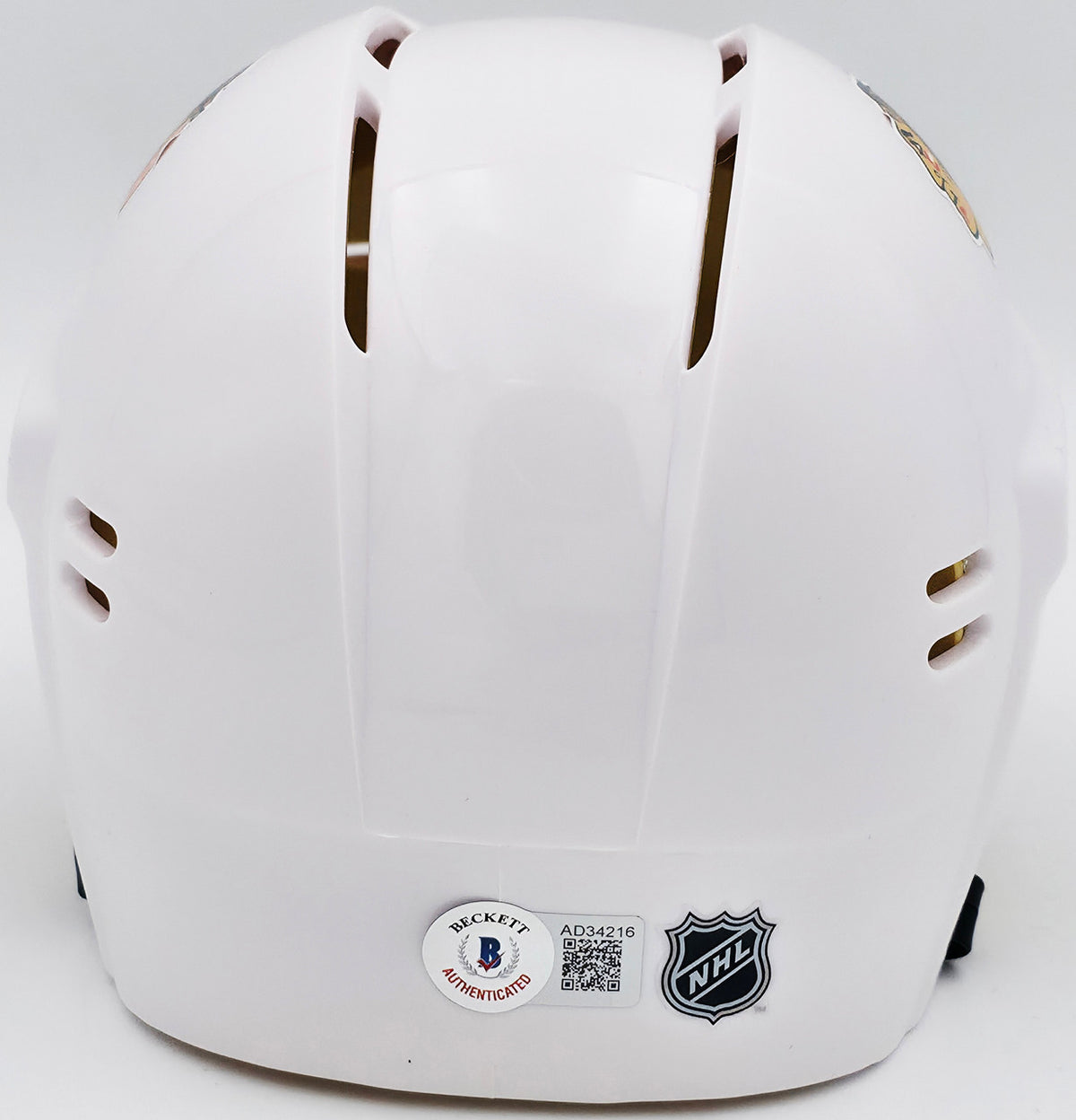 Chevy Chase Autographed Chicago Blackhawks White Speed Mini Helmet Beckett BAS QR #AD34216