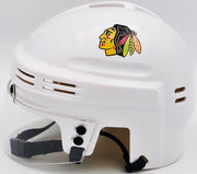 Chevy Chase Autographed Chicago Blackhawks White Speed Mini Helmet Beckett BAS QR #AD34216