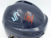 Carson Soucy Autographed Seattle Kraken Blue Speed Mini Helmet Fanatics Holo #XP14109512