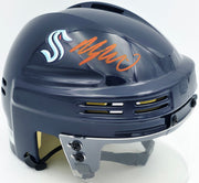 Morgan Geekie Autographed Seattle Kraken Blue Speed Mini Helmet Fanatics Holo #XP14109503