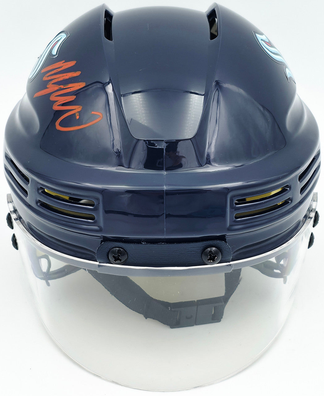 Morgan Geekie Autographed Seattle Kraken Blue Speed Mini Helmet Fanatics Holo #XP14109503