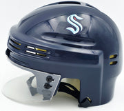 Morgan Geekie Autographed Seattle Kraken Blue Speed Mini Helmet Fanatics Holo #XP14109503