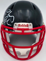 Chevy Chase Autographed Christmas Vacation Black Speed Mini Helmet Beckett BAS QR #AD34290