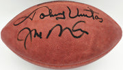 Johnny Unitas & Joe Montana Autographed Official NFL Leather Game Football Beckett BAS #A75811
