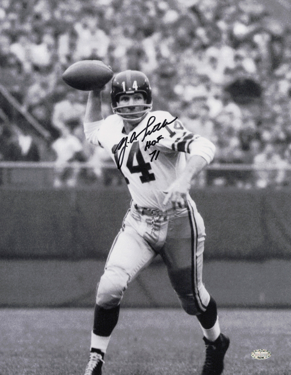 YA Y.A. Tittle Autographed 11x14 Photo New York Giants MCS Holo #64168