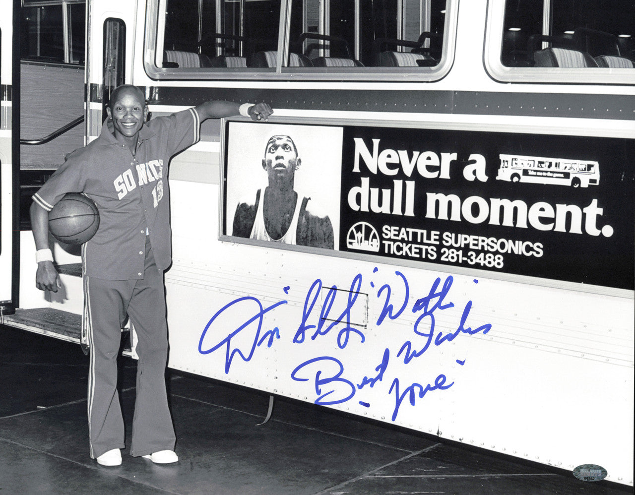 Donald Slick Watts Autographed 11x14 Photo Seattle Supersonics MCS Holo #64262