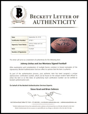 Johnny Unitas & Joe Montana Autographed Official NFL Leather Game Football Beckett BAS #A75811