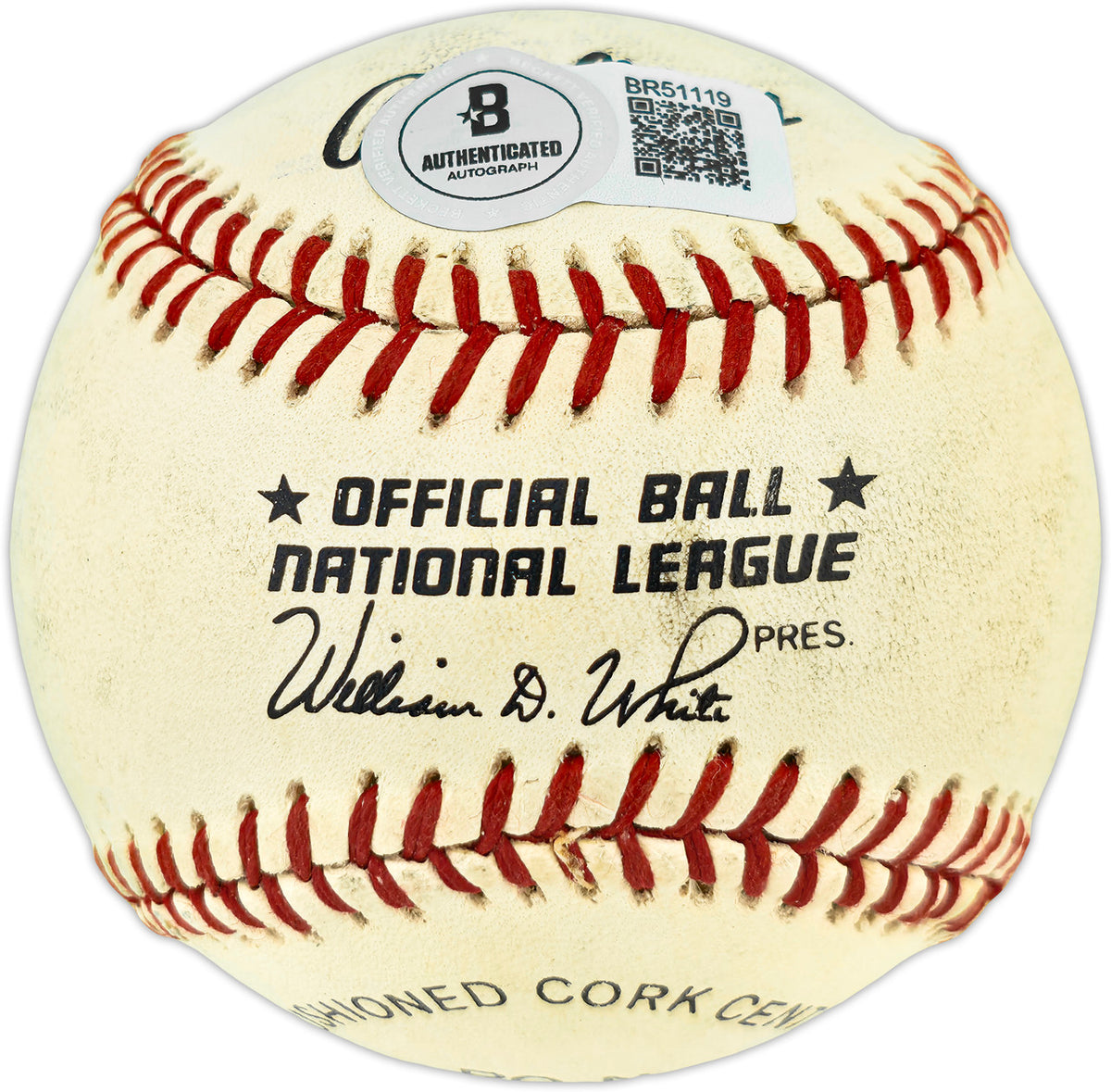 Kevin Mitchell Autographed Official NL Baseball San Francisco Giants, New York Mets Beckett BAS QR #BR51119