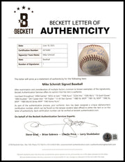 Mike Schmidt Autographed Official MLB Baseball Philadelphia Phillies Statball With 16 Stats #461/1000 Beckett BAS #AE16480
