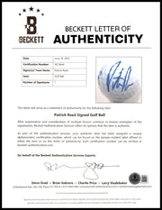 Patrick Reed Autographed Pinnacle Sentry Golf Ball Beckett BAS #AE16644