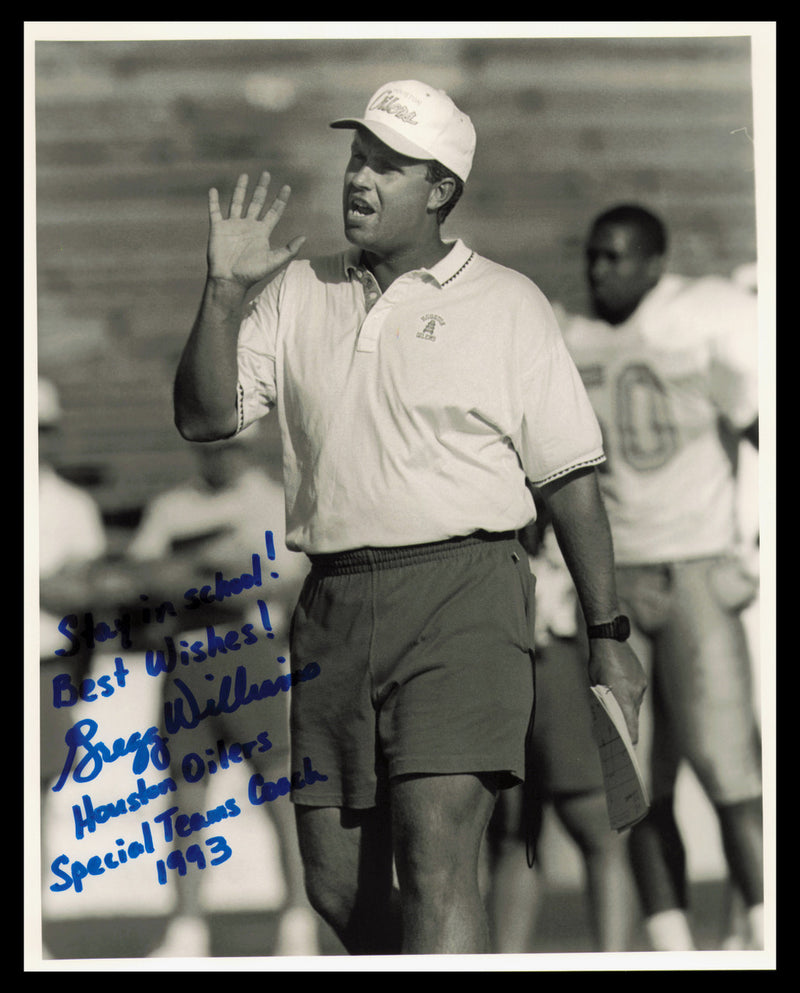 Gregg Williams Autographed 8x10 Photo Houston Oilers "Best Wishes" SKU #230409