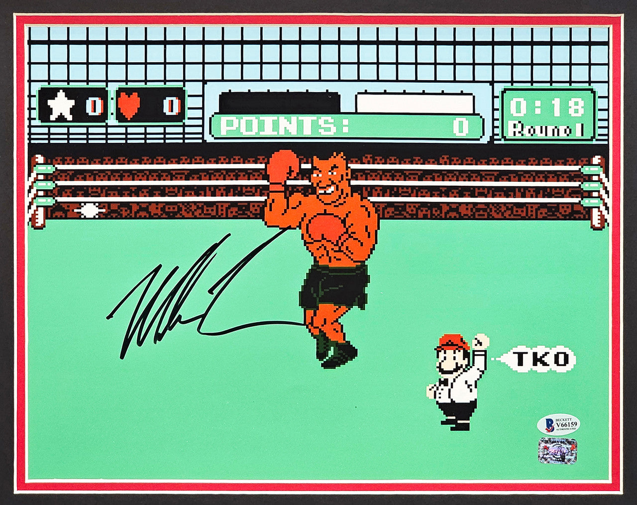Mike Tyson Autographed Framed 11x14 Photo Nintendo Punch-Out!! Beckett BAS Stock #215844