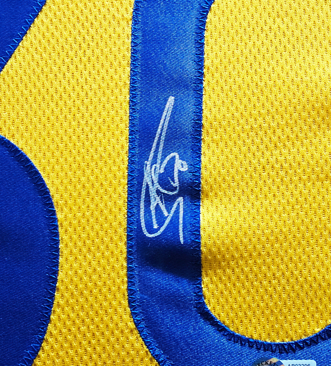 Golden State Warriors Stephen Curry Autographed Framed Yellow Jersey Beckett BAS Stock #266064
