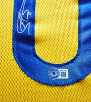 Golden State Warriors Stephen Curry Autographed Framed Yellow Jersey Beckett BAS Stock #266064