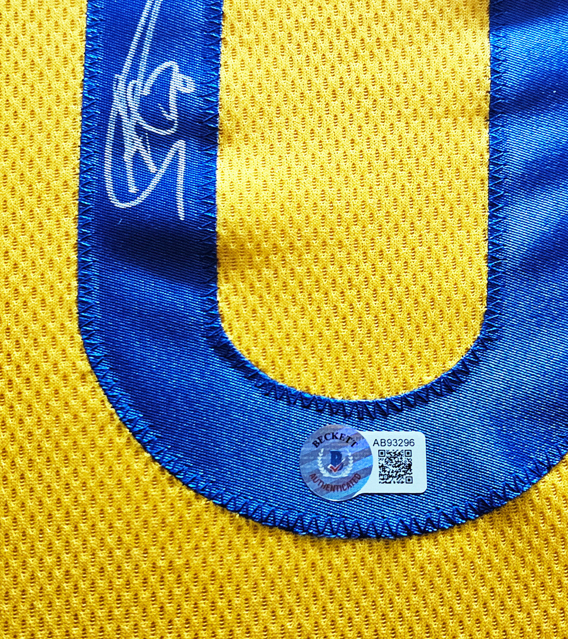 Golden State Warriors Stephen Curry Autographed Framed Yellow Jersey Beckett BAS Stock #266064
