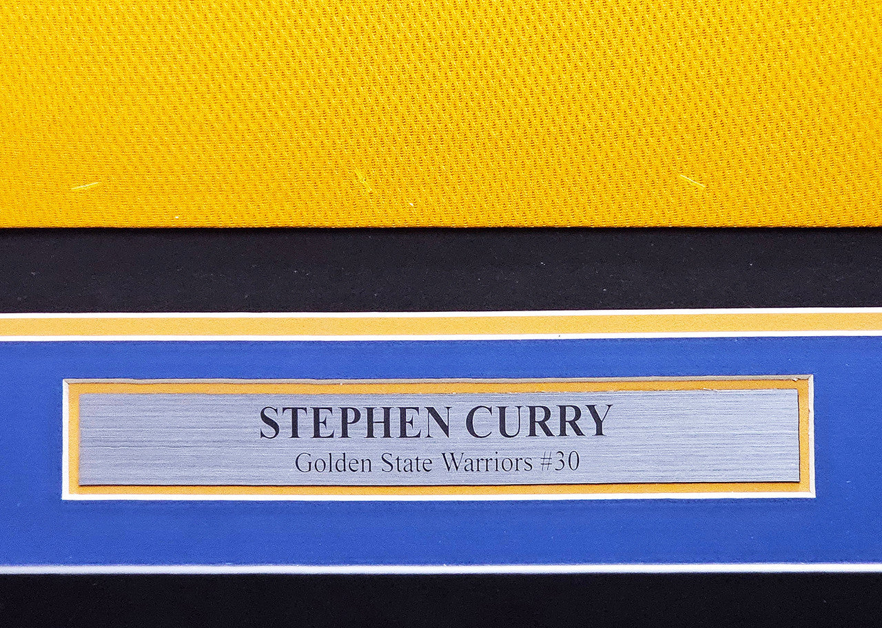 Golden State Warriors Stephen Curry Autographed Framed Yellow Jersey Beckett BAS Stock #266064