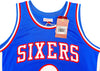 Philadelphia 76ers Julius "Dr. J" Erving Autographed Blue Mitchell & Ness Hardwood Classics HWC Swingman 1976-77 Jersey Size XL "HOF 93" Beckett BAS Witness Stock #230253