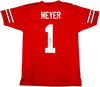 Ohio State Buckeyes Urban Meyer Autographed Red Jersey Beckett BAS Witness Stock #230169