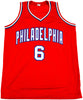 Philadelphia 76ers Julius "Dr. J" Erving Autographed Red Jersey Beckett BAS Witness Stock #230292