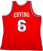 Philadelphia 76ers Julius "Dr. J" Erving Autographed Red Mitchell & Ness Hardwood Classics HWC Swingman 1982-83 Jersey Size XL "83 Champs" Beckett BAS Witness Stock #230252