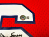 Philadelphia 76ers Julius "Dr. J" Erving Autographed Red Mitchell & Ness Hardwood Classics HWC Swingman 1982-83 Jersey Size XL "83 Champs" Beckett BAS Witness Stock #230252