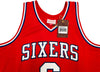 Philadelphia 76ers Julius "Dr. J" Erving Autographed Red Mitchell & Ness Hardwood Classics HWC Swingman 1982-83 Jersey Size XL "83 Champs" Beckett BAS Witness Stock #230252