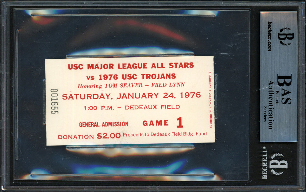 Tom Seaver Autographed 1/24/76 USC Trojans Ticket New York Mets Beckett BAS #15501083