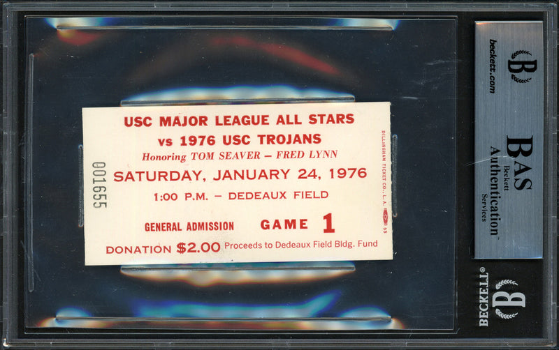 Tom Seaver Autographed 1/24/76 USC Trojans Ticket New York Mets Beckett BAS #15501083