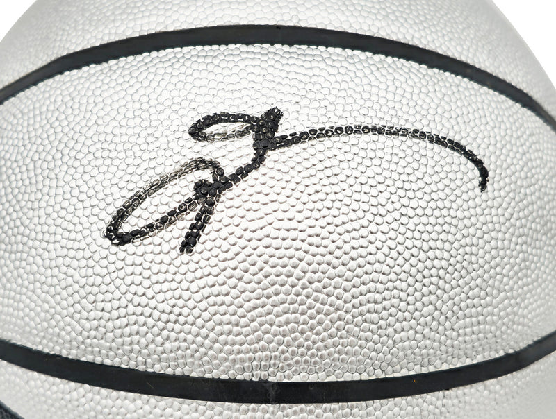 Allen Iverson Autographed Platinum Edition Composite Leather Basketball Philadelphia 76ers Beckett BAS Witness Stock #232871